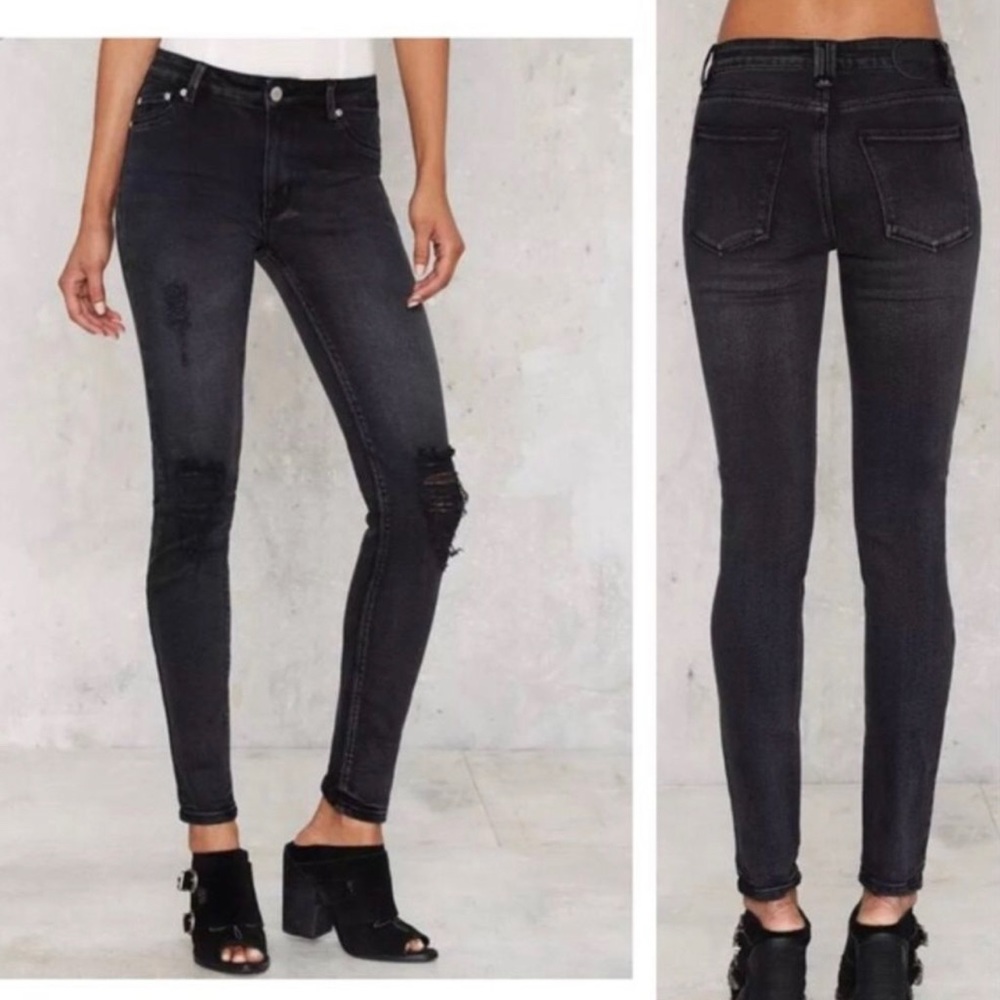 RES Denim Kitty Skinny Distressed Black Jeans